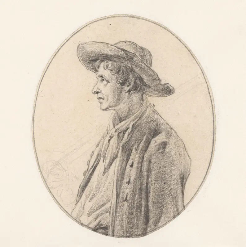 Studie van een man met een hoed, in profiel, naar links Wall Art by Johannes Christiaan Schotel - High-Resolution Digital Print