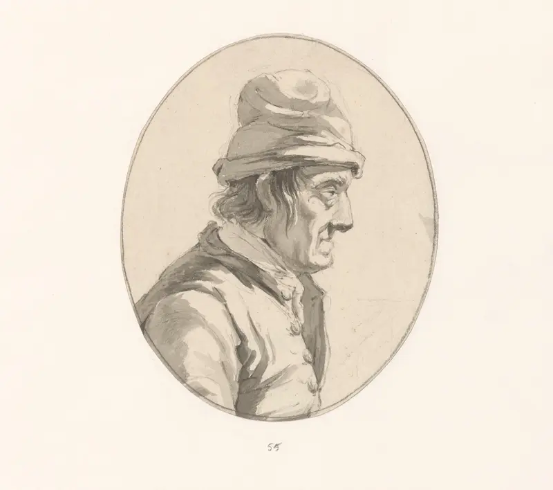 Studie van een man met een muts, in profiel, naar rechts Wall Art by Johannes Christiaan Schotel - High-Resolution Digital Print