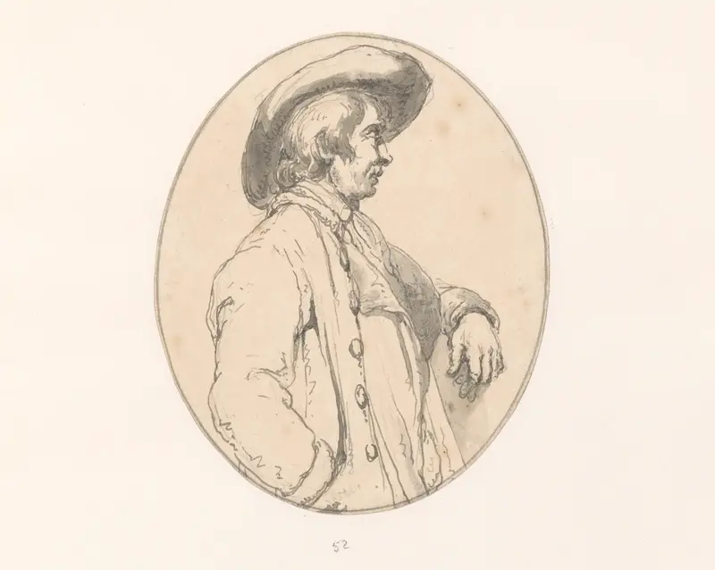 Studie van een man met hoed, in profiel, naar rechts Wall Art by Johannes Christiaan Schotel - High-Resolution Digital Print
