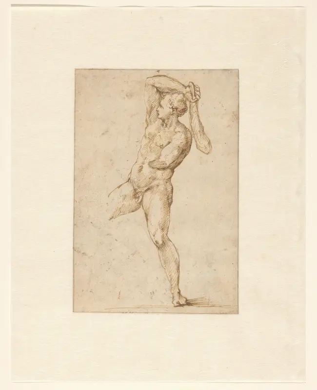 Studie van een man zwaaiend met een knots Wall Art by Unknown - High-Resolution Digital Print