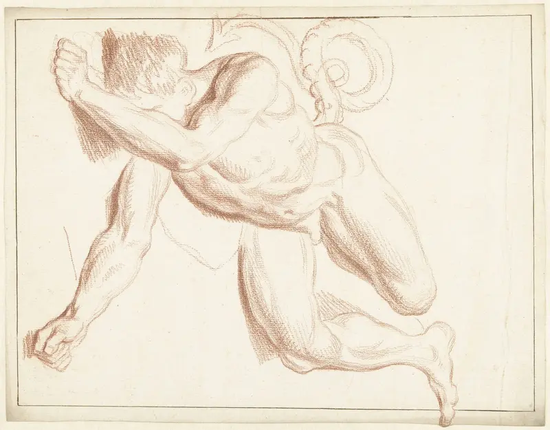 Studie van een mannelijk naakt, liggend op zijn zij Wall Art by Louis Fabritius Dubourg - High-Resolution Digital Print