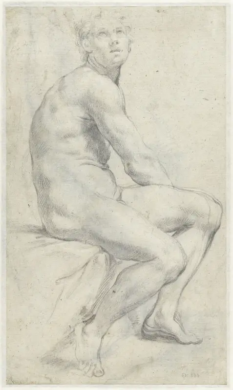Studie van een mannelijk naakt Wall Art by Annibale Carracci - High-Resolution Digital Print