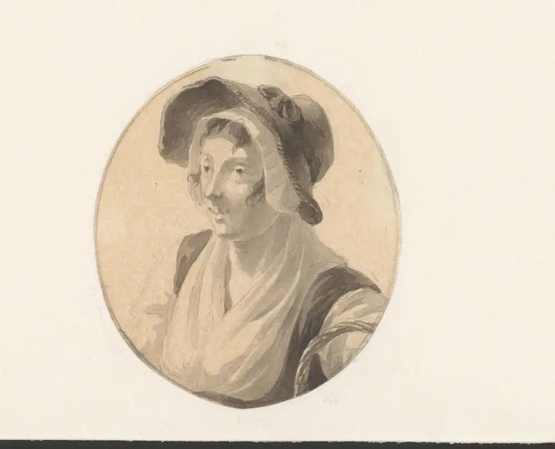 Studie van een meisje met hoed, naar links Wall Art by Johannes Christiaan Schotel - High-Resolution Digital Print