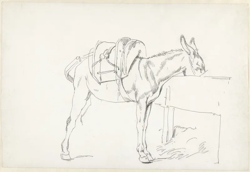 Studie van een muilezel, etend uit een trog Wall Art by Hendrik Voogd - High-Resolution Digital Print