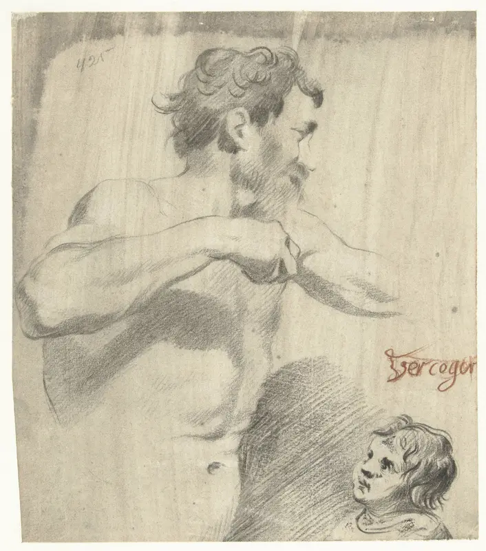 Studie van een naakte man en een jongetje Wall Art by Leendert van der Cooghen - High-Resolution Digital Print