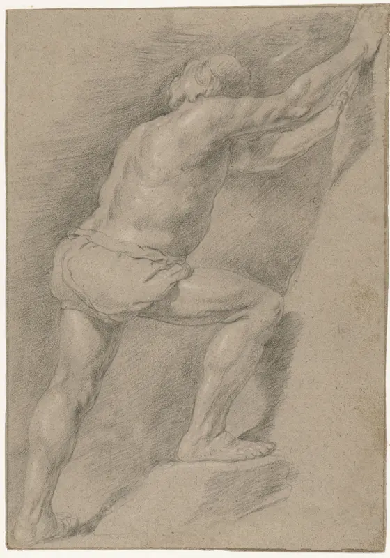Studie van een naakte man met opgeheven been Wall Art by Unknown - High-Resolution Digital Print