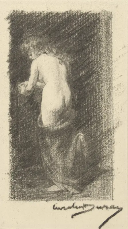 Studie van een naakte vrouw, gezien op de rug Wall Art by Emile Auguste Carolus-Duran - High-Resolution Digital Print