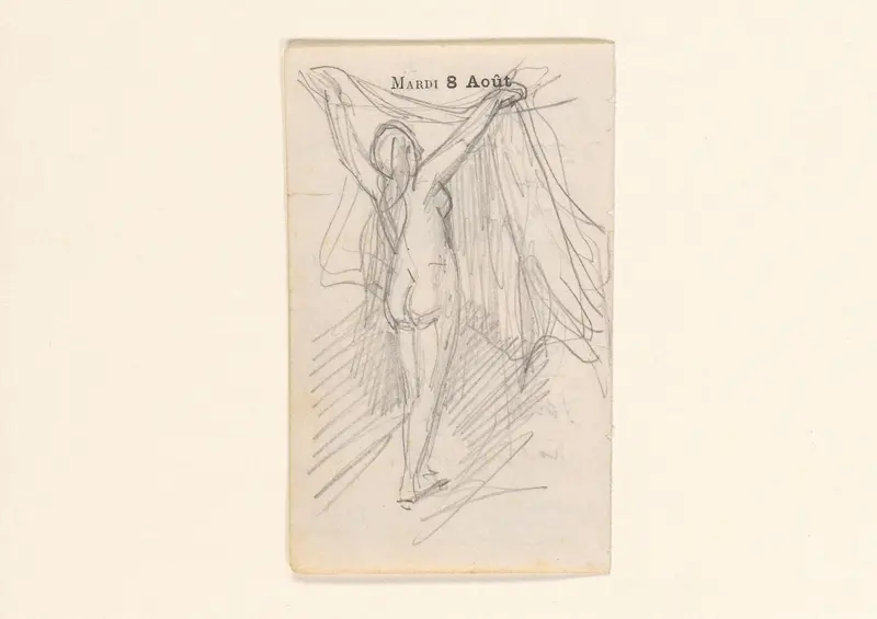 Studie van een naakte vrouw met een doek in de handen Wall Art by August Allebé - High-Resolution Digital Print
