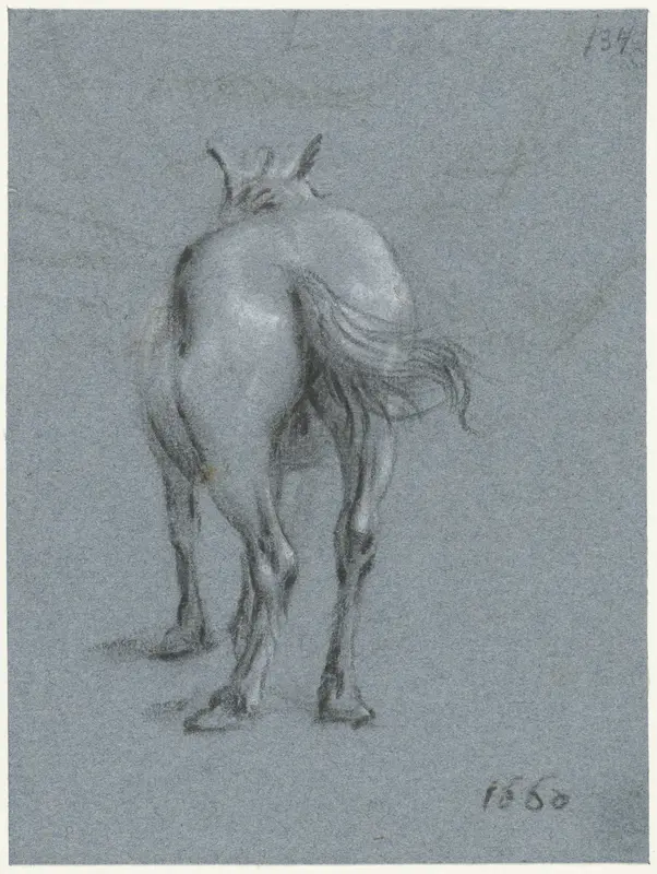 Studie van een paard met zwaaiende staart, van achteren Wall Art by Moses ter Borch - High-Resolution Digital Print