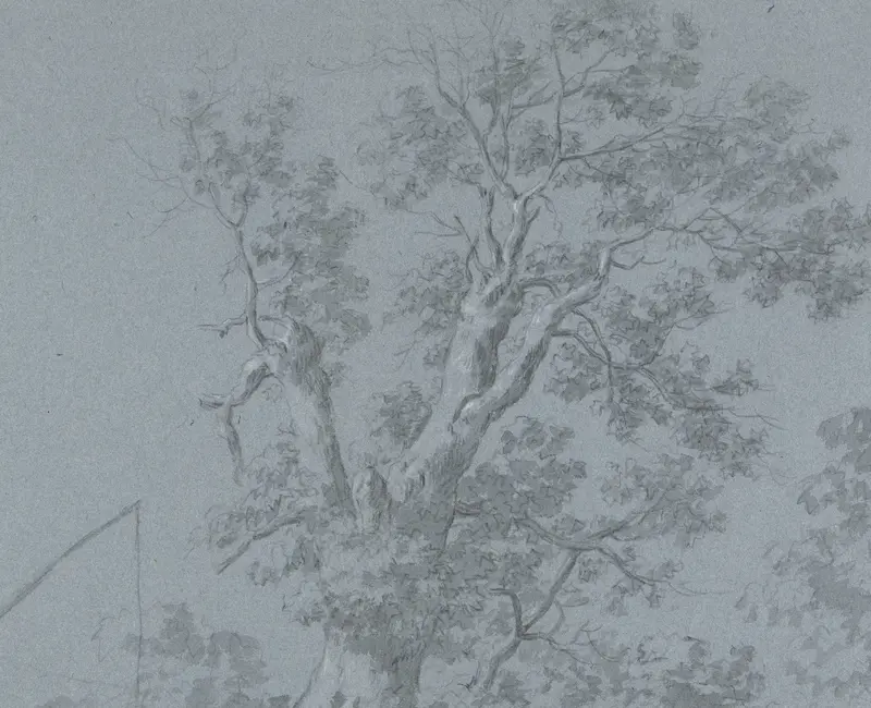 Studie van een put bij een boom in een ommuurde tuin Wall Art by Abraham Jansz Begeyn - High-Resolution Digital Print