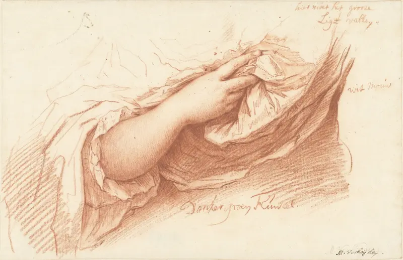 Studie van een rechterarm en hand op een wijde mouw Wall Art by Mattheus Verheyden - High-Resolution Digital Print
