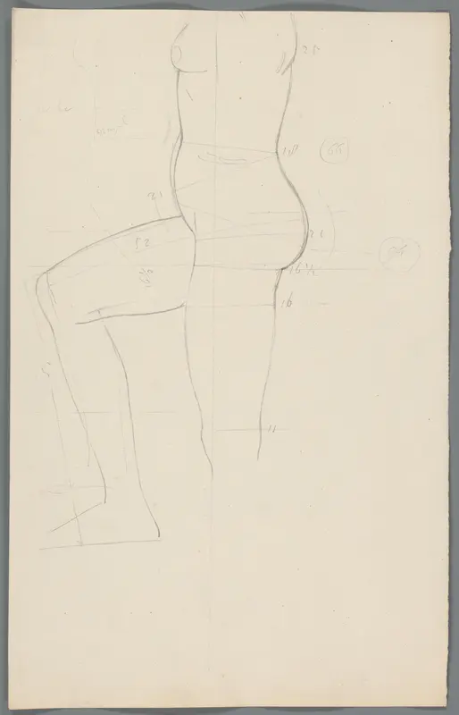 Studie van een romp en een gebogen been Wall Art by Unknown - High-Resolution Digital Print