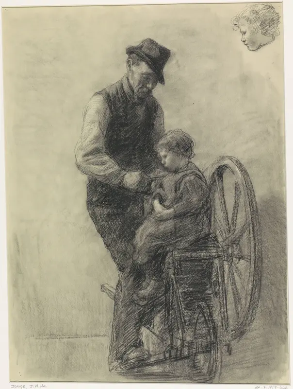 Studie van een scharensliep aan het werk