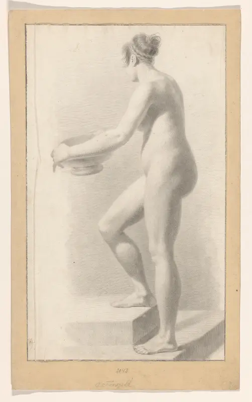 Studie van een staand vrouwelijk naakt Wall Art by Unknown - High-Resolution Digital Print