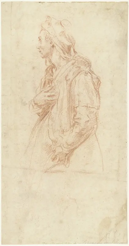 Studie van een staande jonge vrouw, en profil naar links Wall Art by Bernardino Poccetti - High-Resolution Digital Print