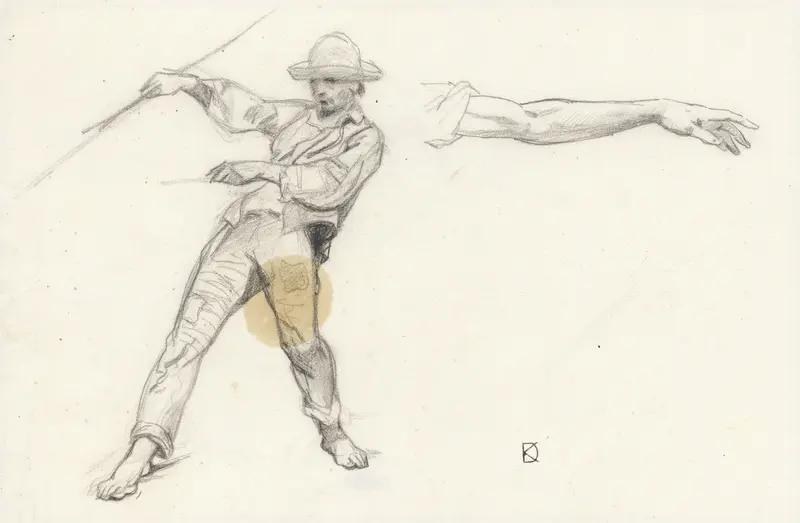 Studie van een staande man en een arm Wall Art by Johan Daniël Koelman - High-Resolution Digital Print