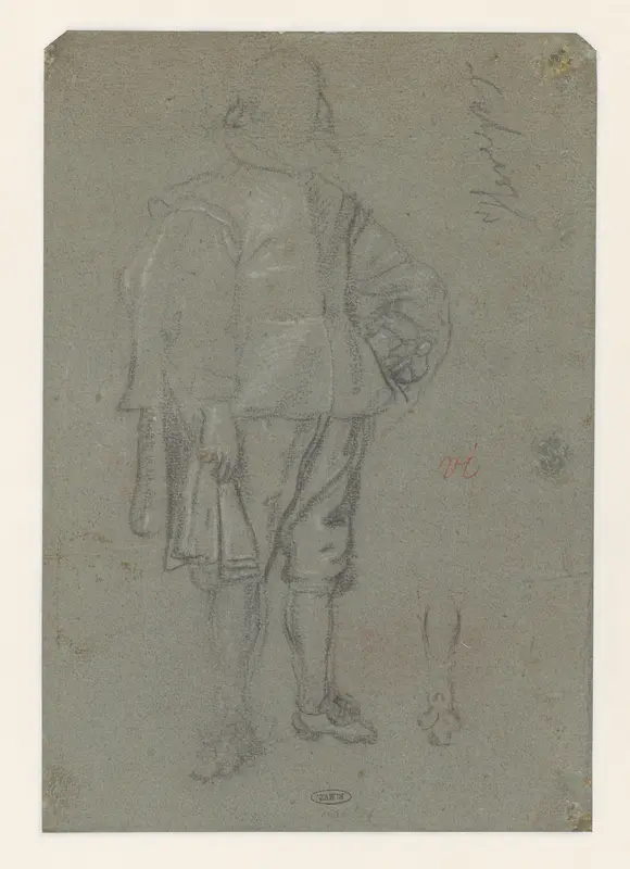 Studie van een staande man met hoed onder de arm Wall Art by anonymous - High-Resolution Digital Print