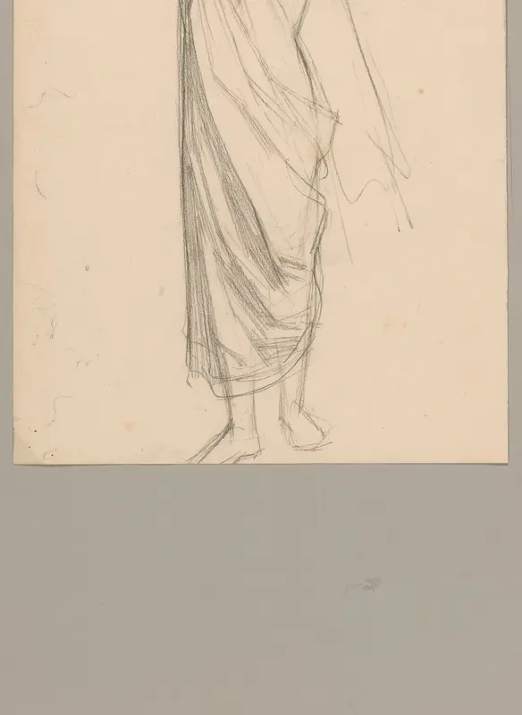 Studie van een staande vrouw, met omgeslagen doek Wall Art by August Allebé - High-Resolution Digital Print