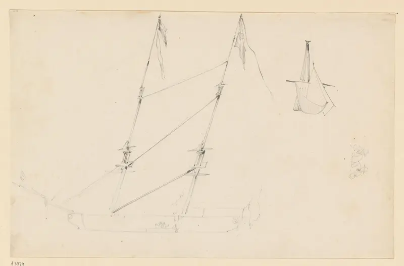 Studie van een zeilschip Wall Art by Willem Anthonie van Deventer - High-Resolution Digital Print