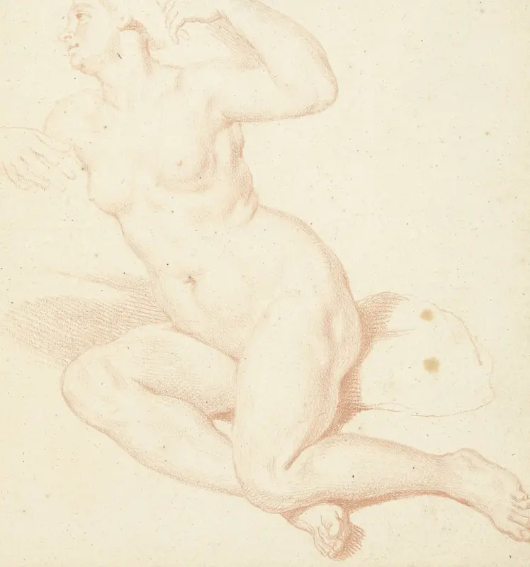 Studie van een zittend vrouwelijk naakt Wall Art by Louis Fabritius Dubourg - High-Resolution Digital Print