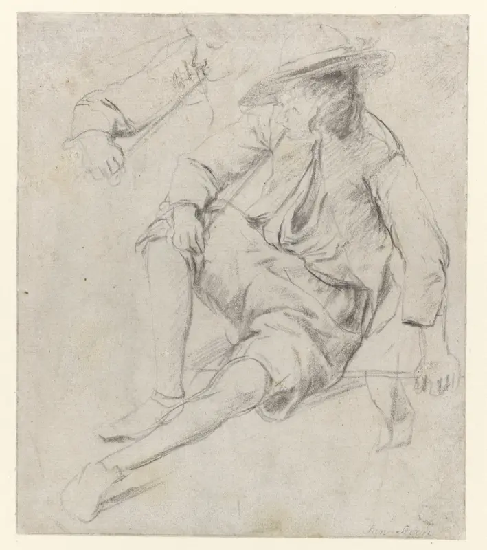 Studie van een zittende man met pijp Wall Art by Jan Havicksz. Steen - High-Resolution Digital Print