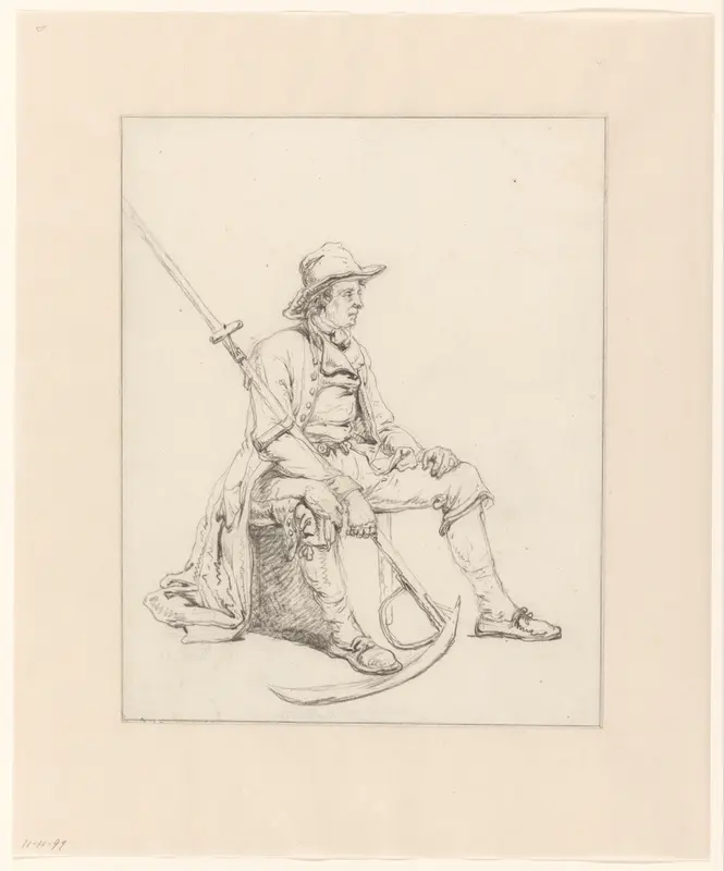 Studie van een zittende man, met zeis Wall Art by Johannes Christiaan Schotel - High-Resolution Digital Print