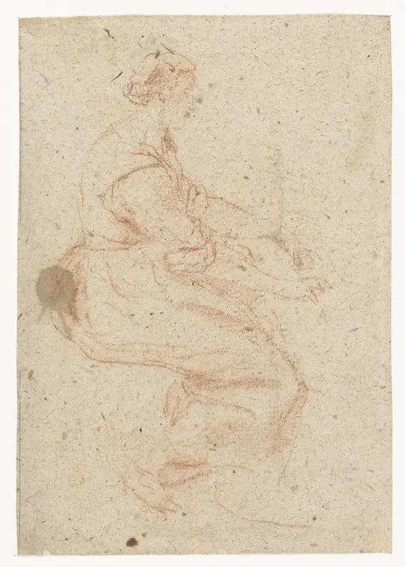 Studie van een zittende vrouw (H. Cecilia ?) Wall Art by Unknown - High-Resolution Digital Print