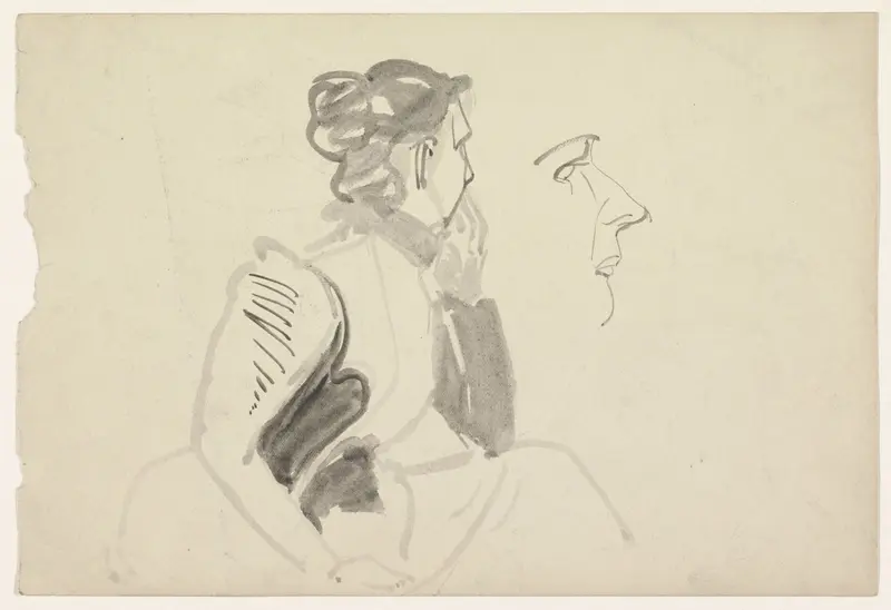 Studie van een zittende vrouw met afgewend gezicht Wall Art by Carel Adolph Lion Cachet - High-Resolution Digital Print
