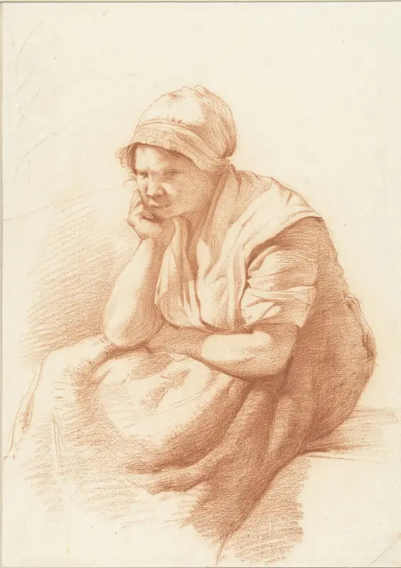 Studie van een zittende vrouw met de arm onder het hoofd Wall Art by Abraham Johannes Ruytenschildt - High-Resolution Digital Print