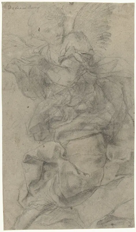 Studie van een zwevende engel Wall Art by Domenichino - High-Resolution Digital Print