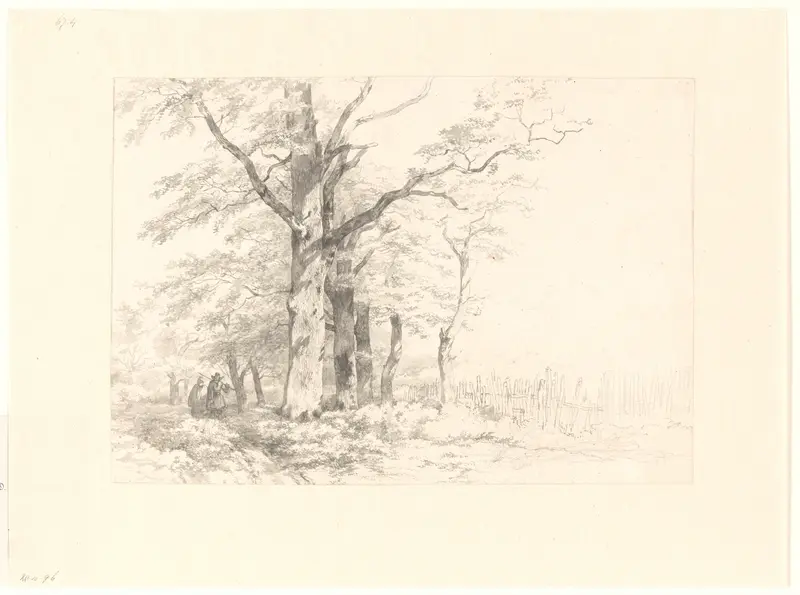 Studie van eiken in een landschap Wall Art by Albertus Brondgeest - High-Resolution Digital Print
