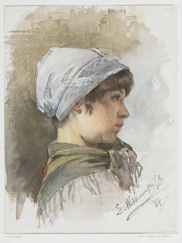 Studie van het hoofd van een jong meisje, en profil Wall Art by Ernst Witkamp - High-Resolution Digital Print