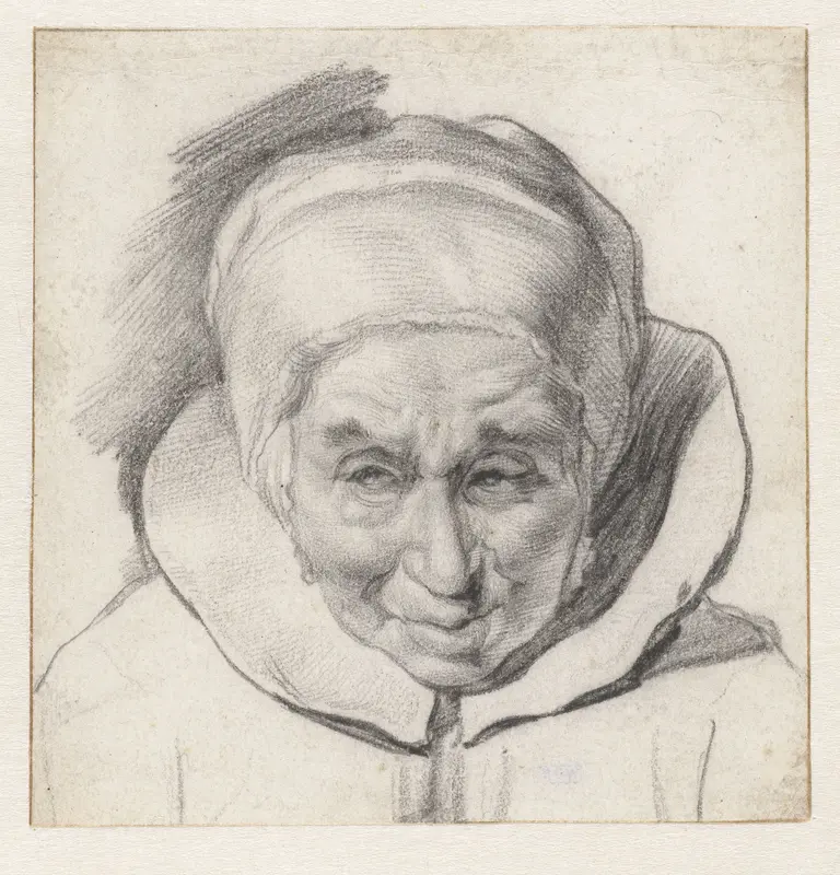 Studie van het hoofd van een oude vrouw Wall Art by Cornelis Visscher (II) - High-Resolution Digital Print