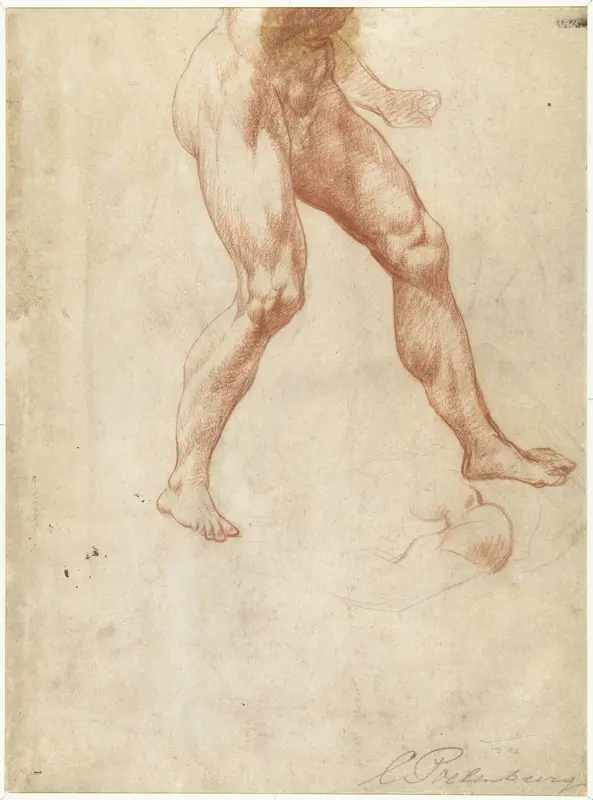 Studie van het onderlijf van een lopend mannelijk naakt Wall Art by Cornelis van Poelenburch - High-Resolution Digital Print