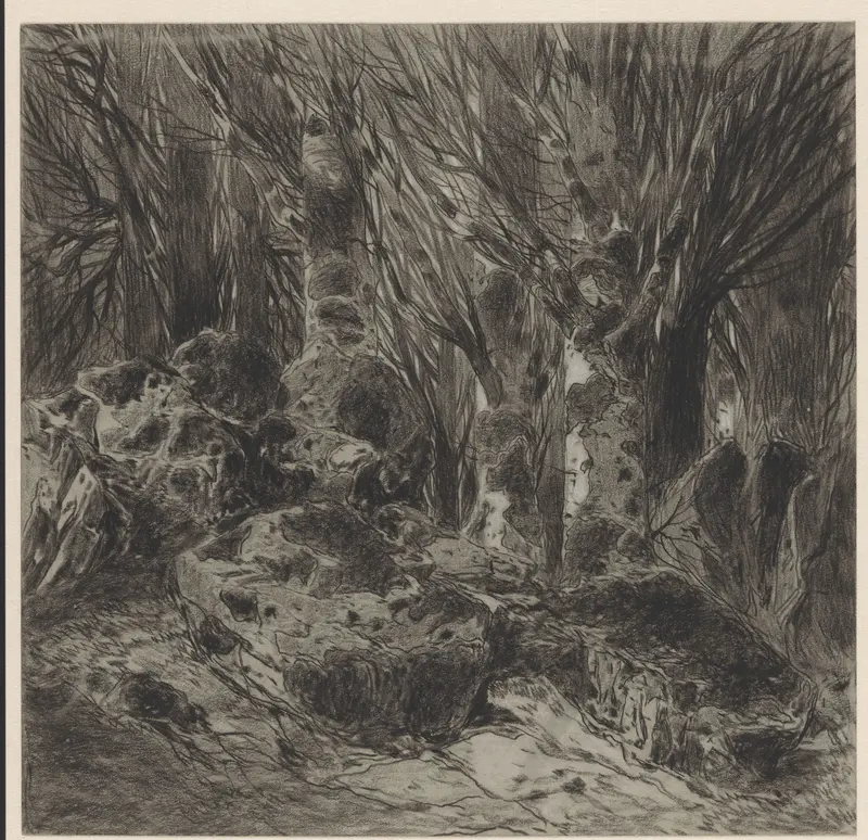 Studie van rotsen en bomen Wall Art by anonymous - High-Resolution Digital Print