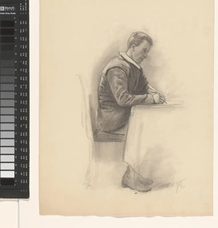 Studie van schrijvende man Wall Art by Unknown - High-Resolution Digital Print