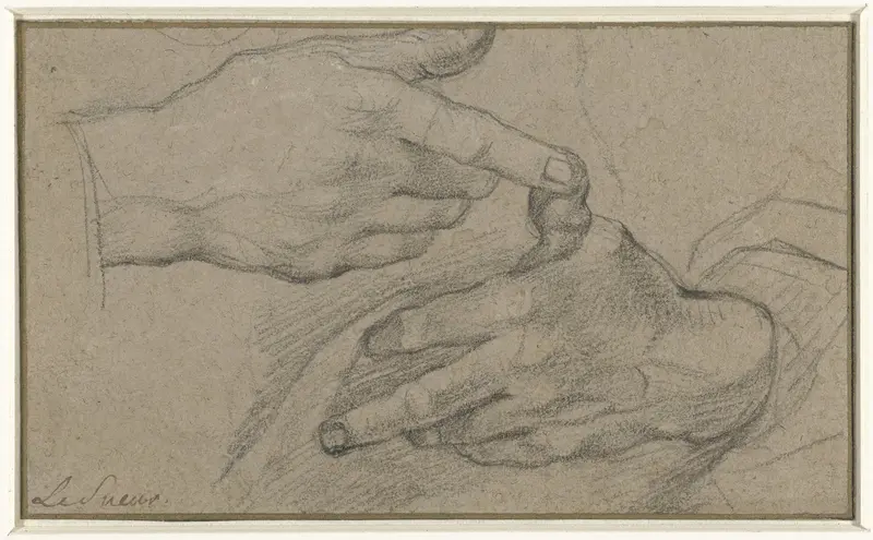 Studie van twee handen Wall Art by Eustache Lesueur - High-Resolution Digital Print