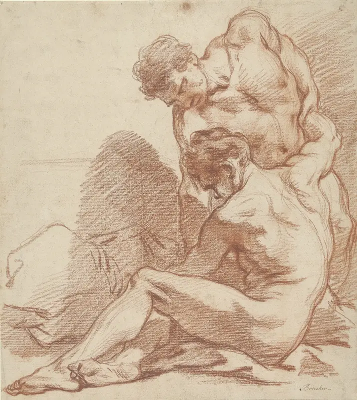 Studie van twee naakte mannen Wall Art by Unknown - High-Resolution Digital Print