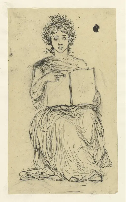 Studie voor een allegorie op de Republiek: vrouw met boek op haar schoot Wall Art by Rodolphe Bresdin - High-Resolution Digital Print