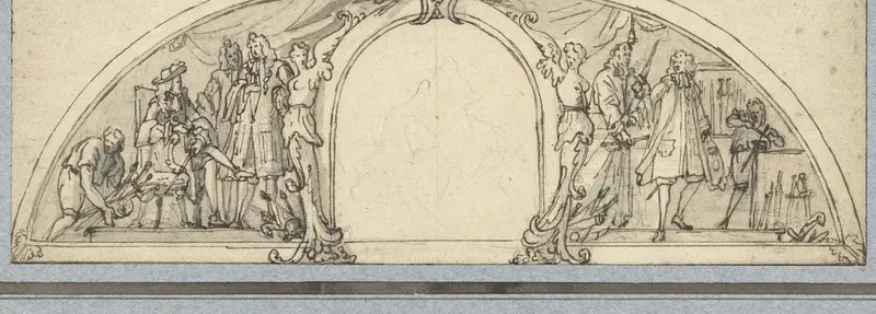Studie voor een vignet voor een boek over het schermen (?) Wall Art by Bernard Picart - High-Resolution Digital Print