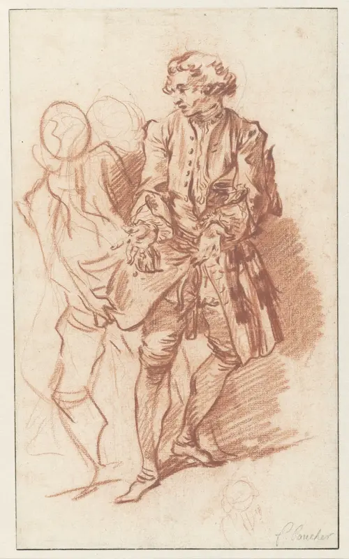 Studie voor La Flèche, wiens zakken worden onderzocht door Harpagon Wall Art by François Boucher - High-Resolution Digital Print