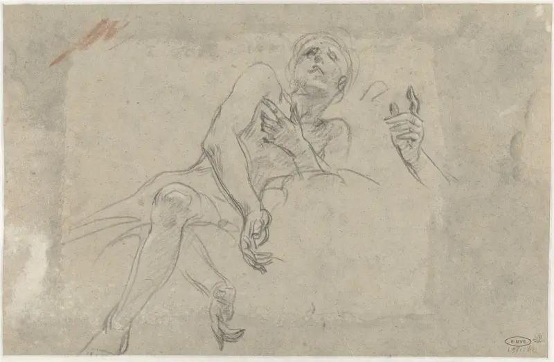 Studie voor plafondschildering met een achterovergeleunde jongen Wall Art by Baldassare Franceschini - High-Resolution Digital Print
