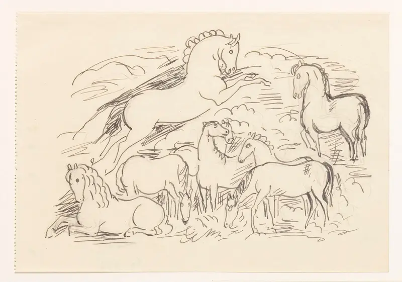 Studieblad met acht paarden Wall Art by Leo Gestel - High-Resolution Digital Print