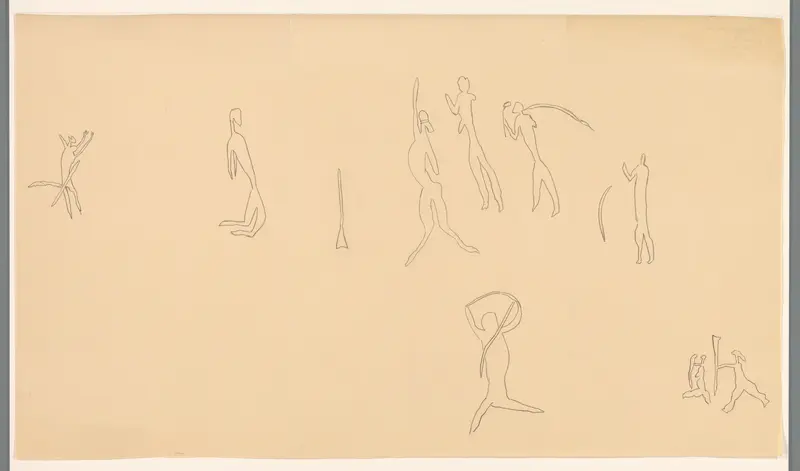 Studieblad met (dierachtige) figuren Wall Art by anonymous - High-Resolution Digital Print