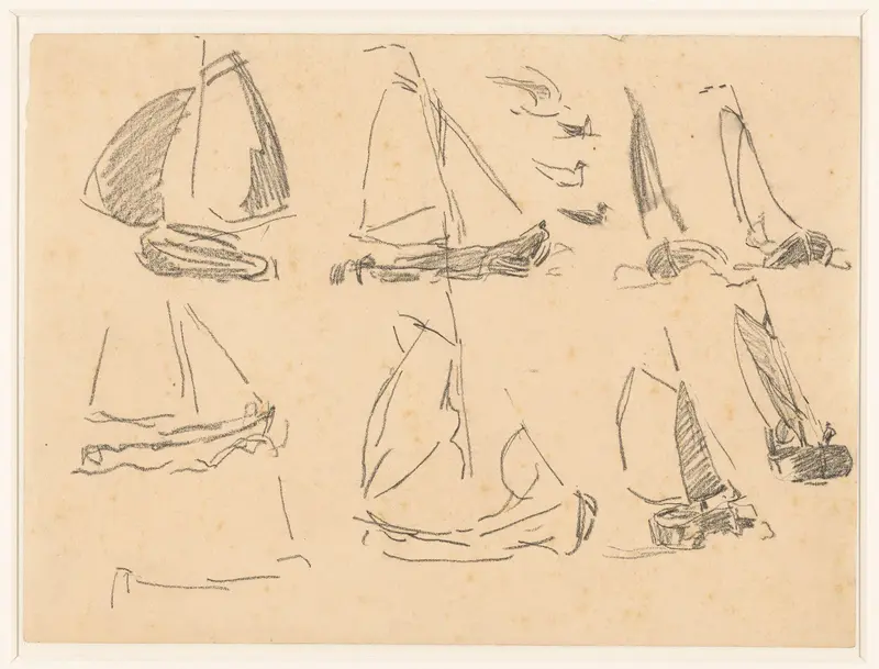 Studieblad met diverse boten en meeuwen Wall Art by Willem Bastiaan Tholen - High-Resolution Digital Print