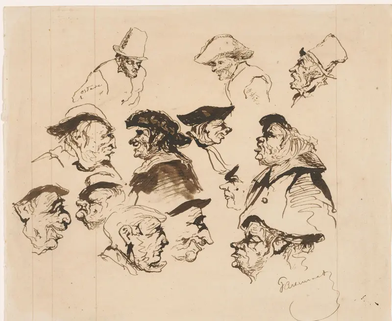 Studieblad met diverse koppen Wall Art by Unknown - High-Resolution Digital Print