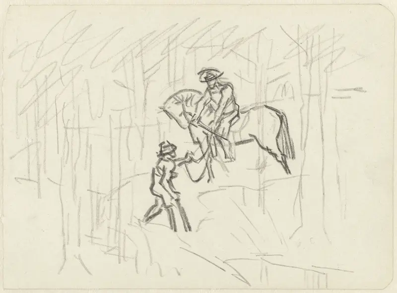 Studieblad met een ruiter te paard en een bedelaar Wall Art by Jan Toorop - High-Resolution Digital Print