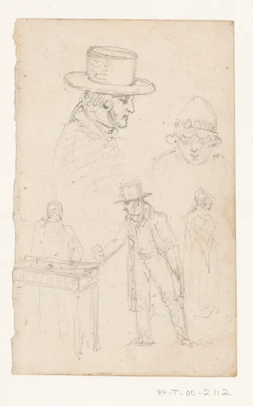 Studieblad met enkele schetsen van figuren Wall Art by anonymous - High-Resolution Digital Print