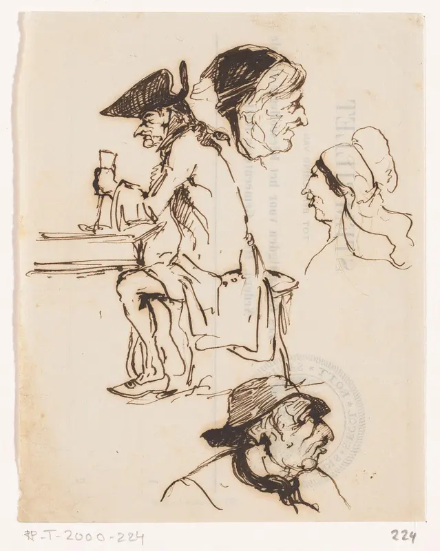 Studieblad met figuren Wall Art by Johannes Tavenraat - High-Resolution Digital Print