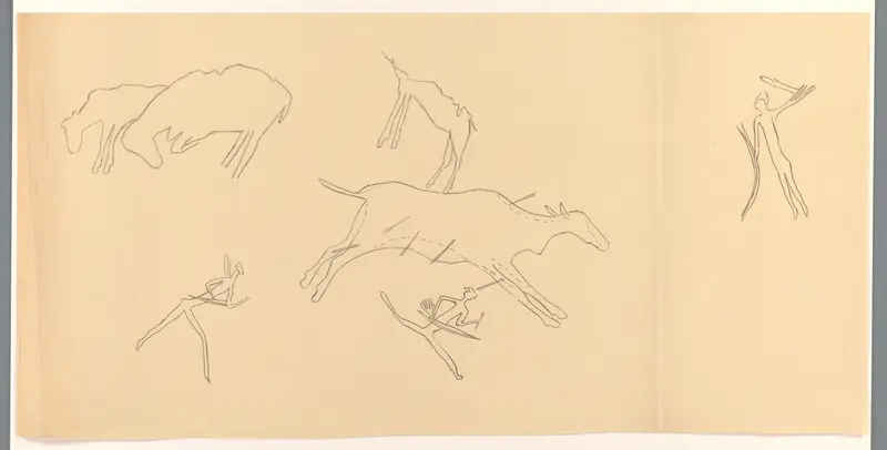 Studieblad met figuren met wapens en dieren Wall Art by anonymous - High-Resolution Digital Print